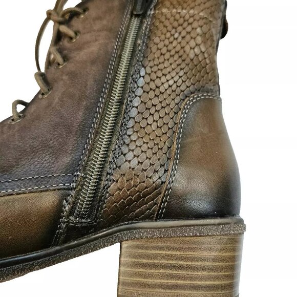 Pikolinos Zaragoza Moss Brown Leather Lace-Up Side Zip Ankle Boots EUR 39 US 8 - Picture 12 of 16